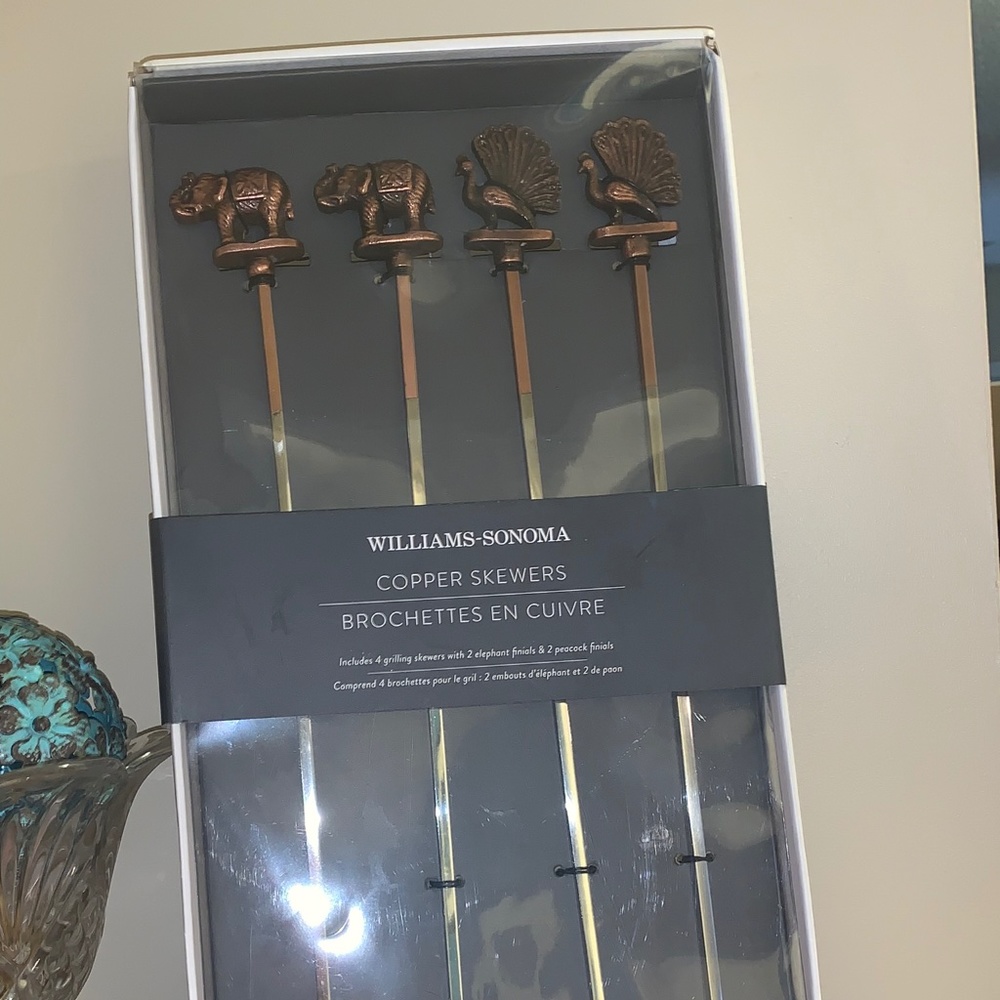 Williams Sonoma Vintage Brass And Stainless Steel BBQ Skewers NIB